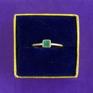 💛 Mejuri 14k Gold Square Malachite Ring | Minimalist Stackable Fine Jewelry